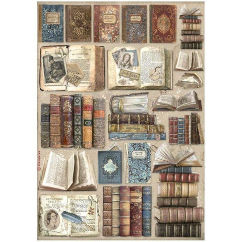Vintage Library - Rice Paper - Books