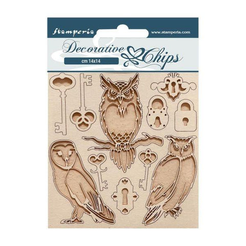 Vintage Library - Decorative Chipboard - Keys & Owls