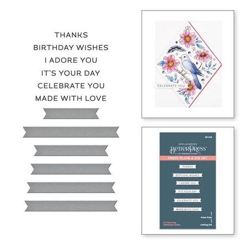 Betterpress Collection - It's Your Day Sentiment Strips & Die Set