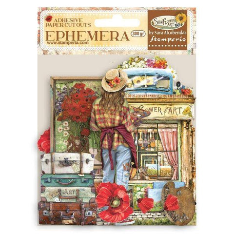 Sunflower Art - Ephemera - Elements and Poppies