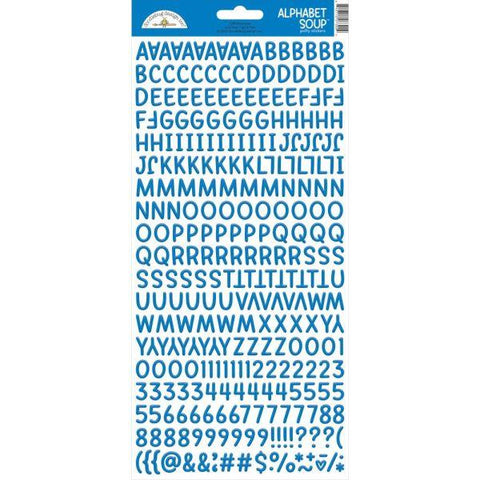 Alphabet Soup Puffy Alpha Stickers - Blue Jeams