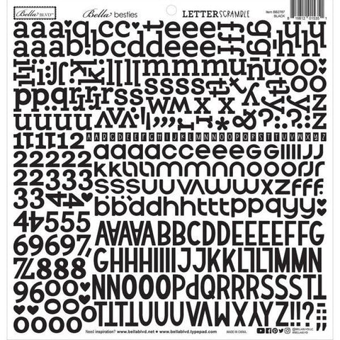 Besties Letter Scramble Alpha Stickers - Black