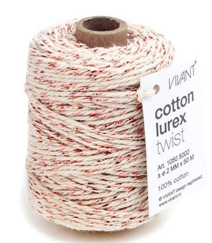 Vivant Lurex Red/Rose Gold Cotton Cord