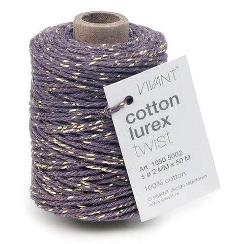 Vivant Lurex Aubergine Cotton Cord
