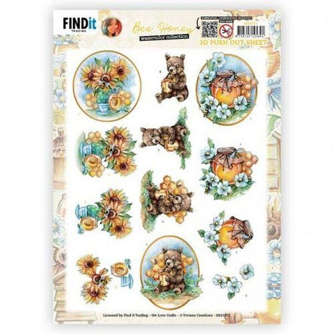 Bee Honey - Brown Bear - Punch Out Sheet