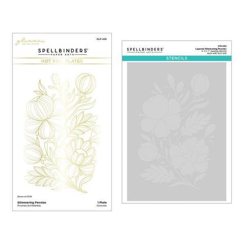 Glimmering Flowers Collection - Glimmering Peonies Glimmer Plate and Stencil Bundle