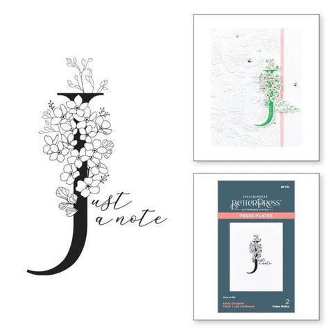 Every Occasion Floral Alphabet Collection - Floral J and Sentiment Press Plate