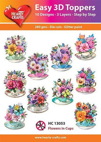 Easy 3D Toppers - Flowers in Cups