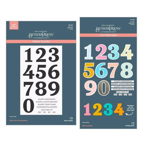 Bold Color Mix Numbers - BetterPress Plates & Die Bundle
