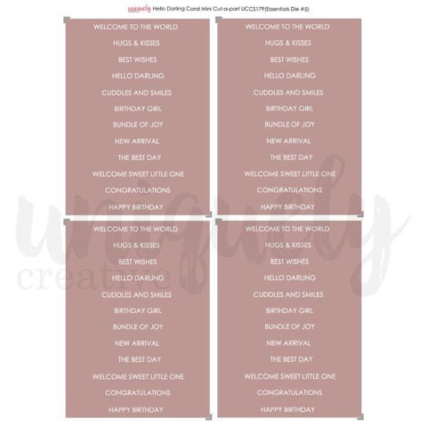 Hello Darling - Coral Mini Cut-a-Part Sheet