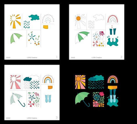 Postage Collage Layering Stencils - Here Comes the Sun