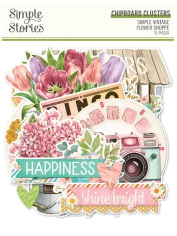 Simple Vintage Flower Shoppe - Chipboard Clusters