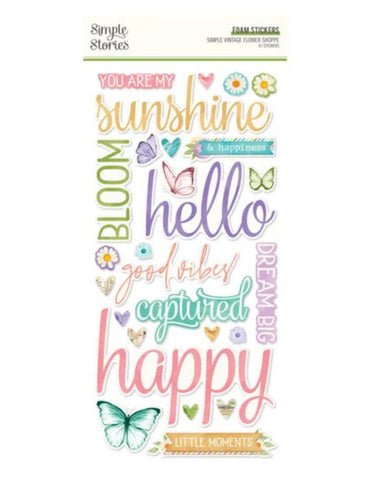 Simple Vintage Flower Shoppe - Foam Stickers