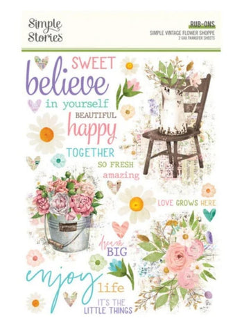 Simple Vintage Flower Shoppe - Rub ons