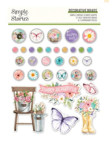 Simple Vintage Flower Shoppe - Decorative Brads