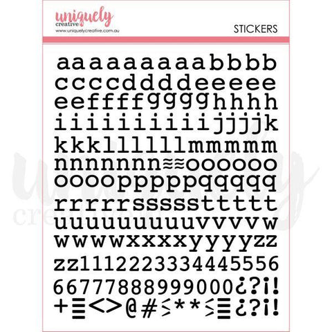 Puffy Black Alpha Stickers - Lowercase