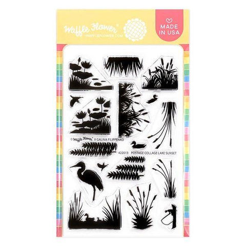 Postage Collage - Lake Sunset - Clear Stamps