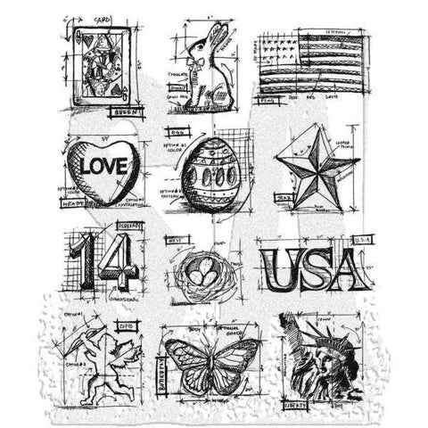 Mini Blueprints 2 - Cling Stamps