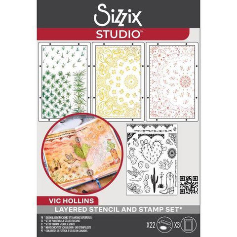 Sizzix Studio - Stamp & Stencil Set - Western