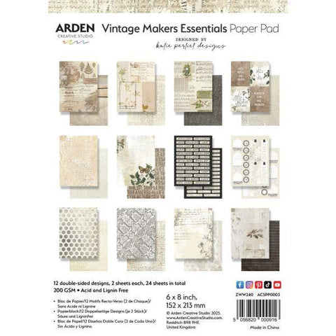 Vintage Makers - 6x8 Paper Pad - Essentials
