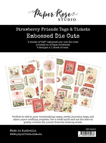 Strawberry Friends - Emobssed Die Cuts - Tags & Tickets