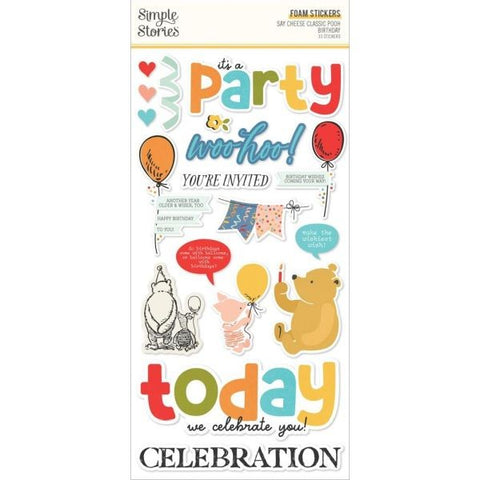 Say Cheese Classic Pooh Birthday - Foam Stickers