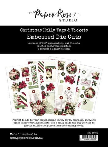 Christmas Holly - Tags & Tickets Embossed Die Cuts
