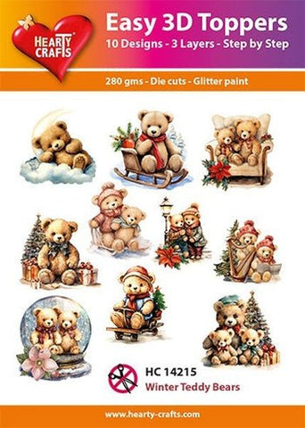 Winter Teddy Bears - Easy 3D Toppers