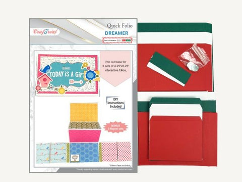 Scrapbook Blank Quick Folio - Dreamer - Red, Green & White