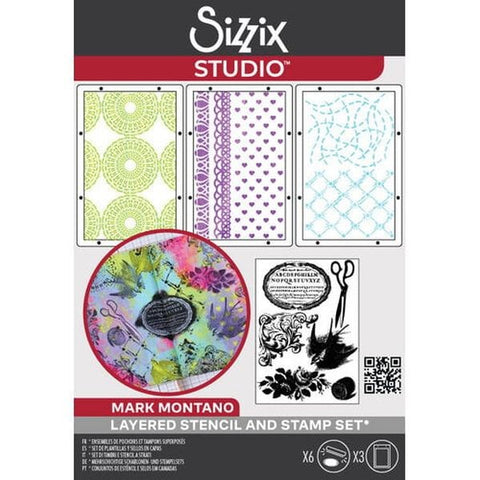 Sizzix Studio - Stamp & Stencil Set - Stitches