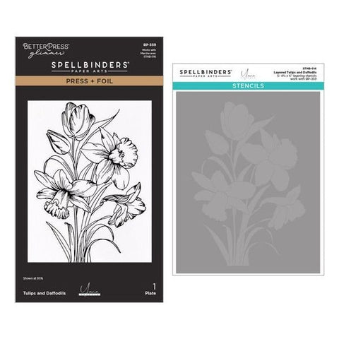Tulips and Daffodils Press & Foil Plate and Stencil Bundle