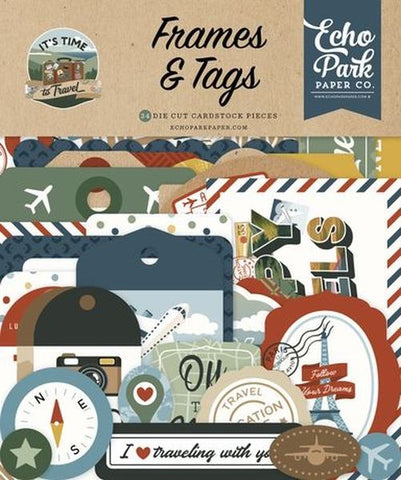 It's Time to Travel - Ephemera - Frames & Tags
