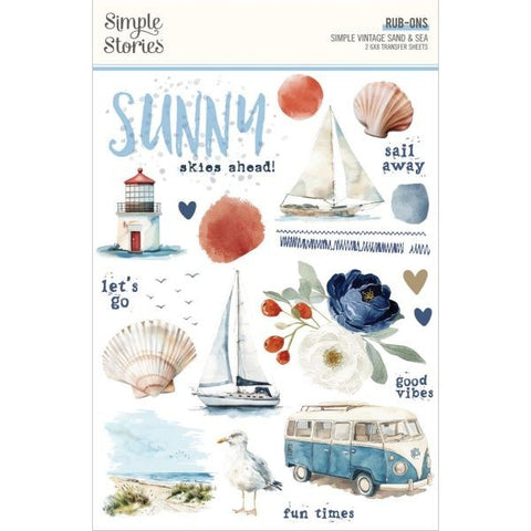Simple Vintage Sand & Sea - Rub Ons
