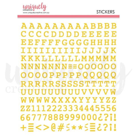 Puffy Gold Alpha Stickers - Uppercase