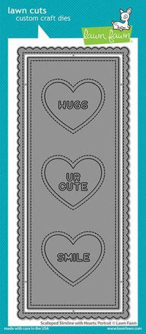 Lawn Cuts - Scalloped Slimline with Hearts:  Portrait