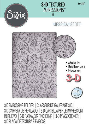 3D Textured Impressions Embossing Folder - Folk Doodle