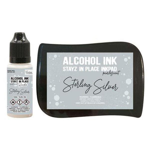 Alcohol Ink Pad with Reinker - Sterling Silver Pearlised