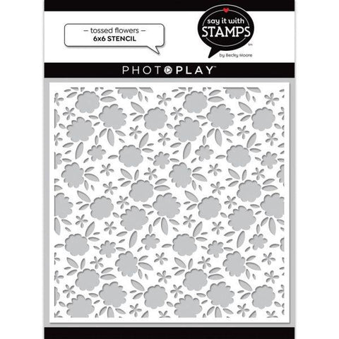 Say it With Stamps - Tossed Flowers Stencil