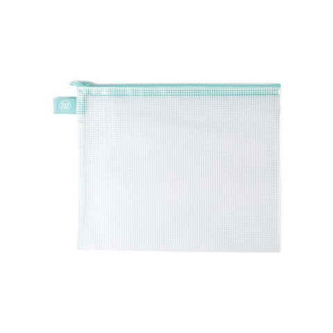 Aqua Small Zippered Vinyl Mesh Pouch