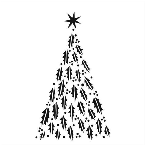 Stencil - 6x6 - Happy Holly Tree