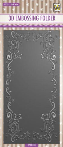 3D Slimline Embossing Folder - Curls-Stars