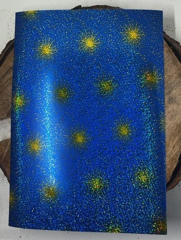 Mirror Printed Cardstock - Blue/Gold Starburst