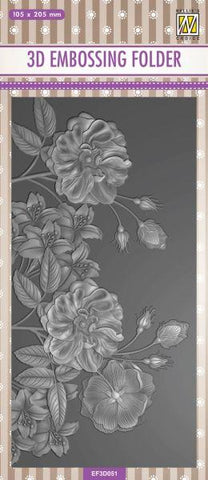 3D Slimline Embossing Folder - Wild Roses