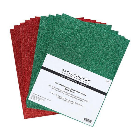 Pop-Up Cutting Glitter Foam Sheets - Red & Green