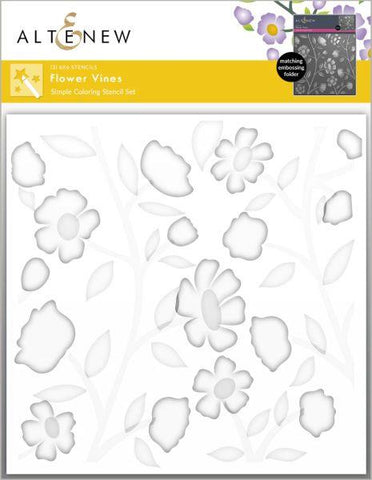 Flower Vines Simple Coloring Stencil (3 in 1)