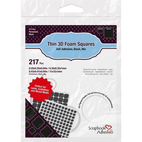 Thin 3D Foam Squares - Black Assorted