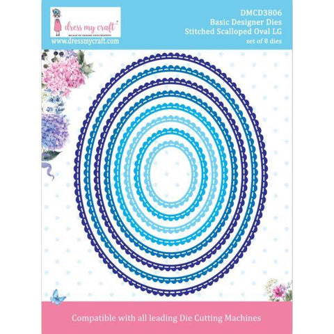 Large Stitched Scallop Oval Frame Dies
