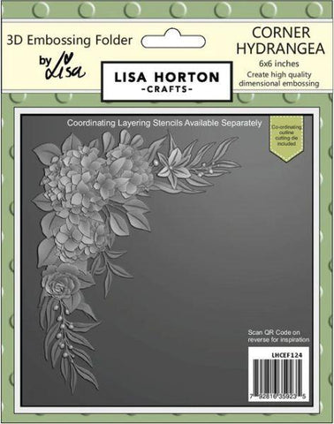 Corner Hydrangea 3D Embossing Folder with Die