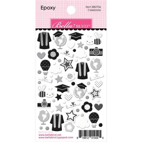 Cap & Gown - Epoxy Stickers - Celebrate